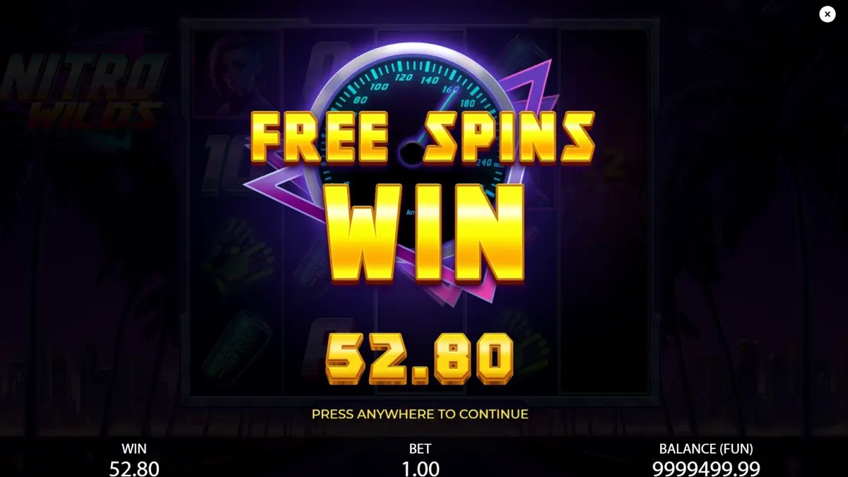 Tampilan visual neon retro pada slot Nitro Wilds